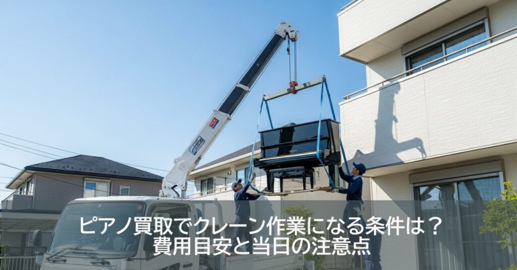 ピアノ買取でクレーン作業になる条件は？費用目安と当日の注意点