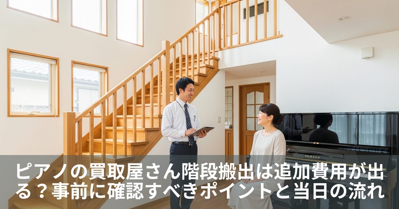 ピアノの買取屋さん階段搬出は追加費用が出る?事前に確認すべきポイントと当日の流れ
