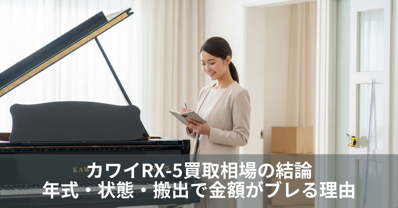 カワイRX-5買取相場の結論|年式・状態・搬出で金額がブレる理由と手取りの見方