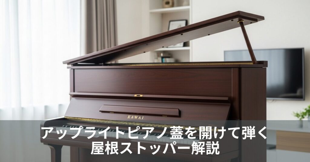 アップライトピアノ蓋を開けて弾く|屋根ストッパー解説