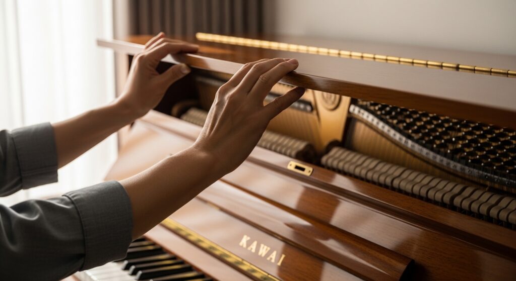 アップライトピアノ蓋を開けて弾く方法
