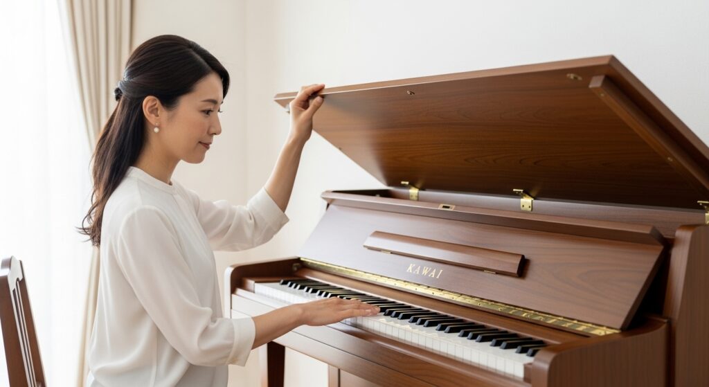 アップライトピアノ蓋開ける基本