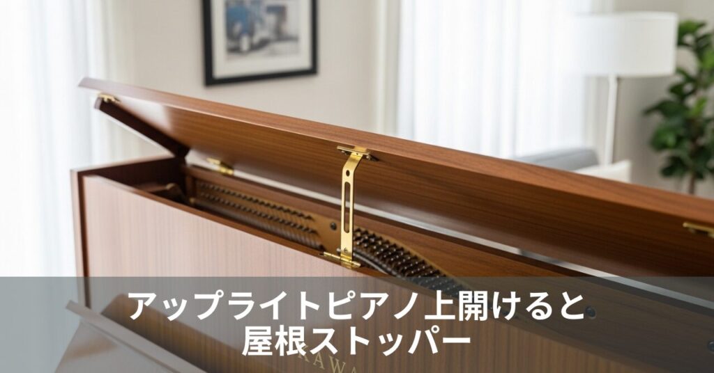 アップライトピアノ上開けると屋根ストッパー