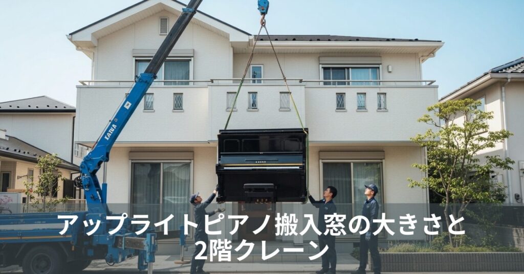 アップライトピアノ搬入窓の大きさと2階クレーン