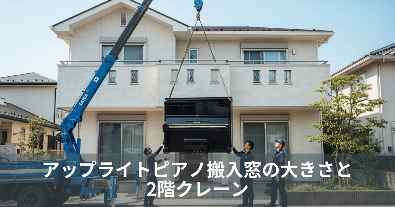 アップライトピアノ搬入窓の大きさと2階クレーン
