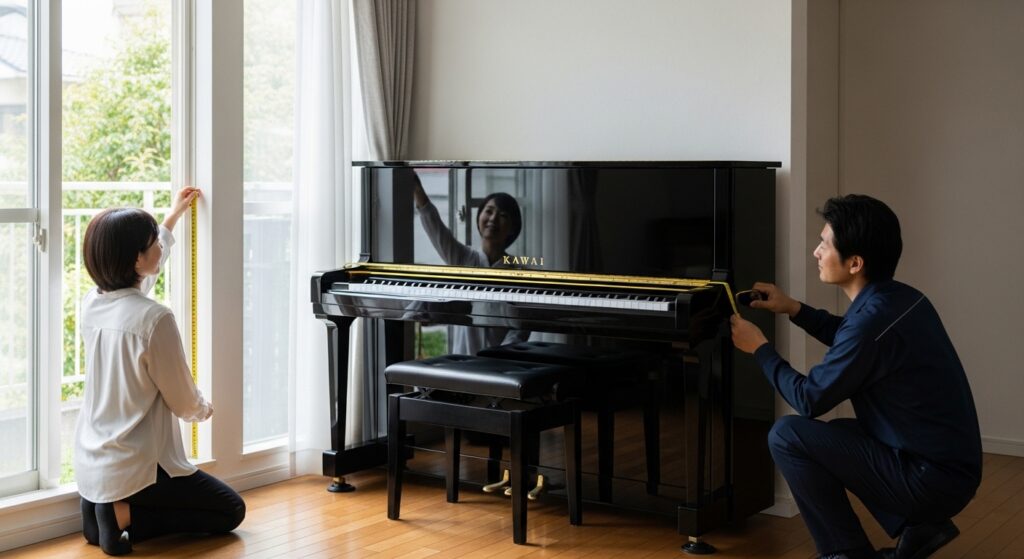 アップライトピアノ搬入窓の大きさ確認