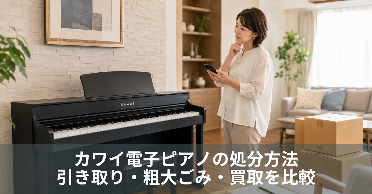 カワイ電子ピアノの処分方法｜引き取り・粗大ごみ・買取を比較