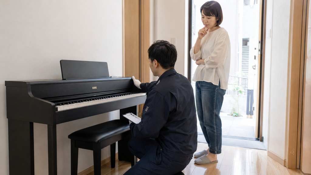 KORG電子ピアノの搬出経路と引き取り条件を確認する様子
