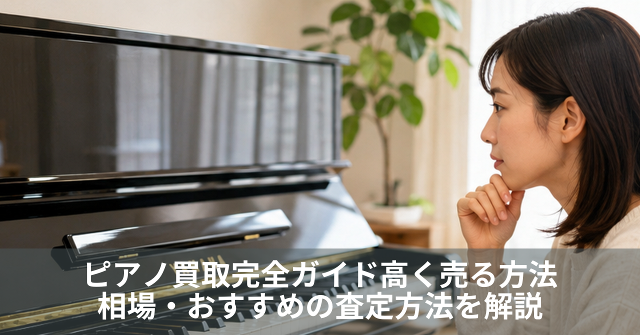 ピアノ買取を検討する女性とYAMAHAアップライトピアノ