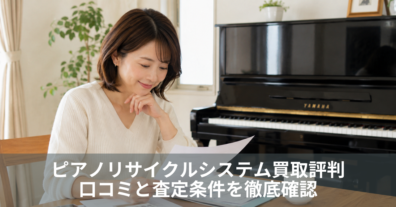ピアノリサイクルシステムの買取評判と査定条件を確認する女性