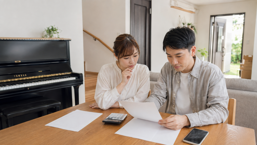 ピアノ下取り価格と買取額や搬出費を比較する夫婦