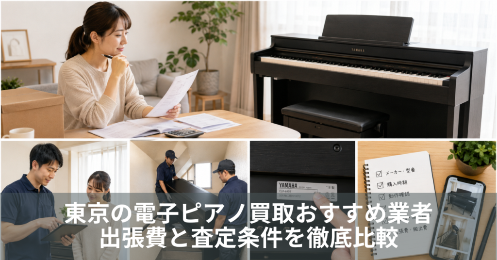東京で電子ピアノ買取を検討し査定条件や搬出費を比較する様子