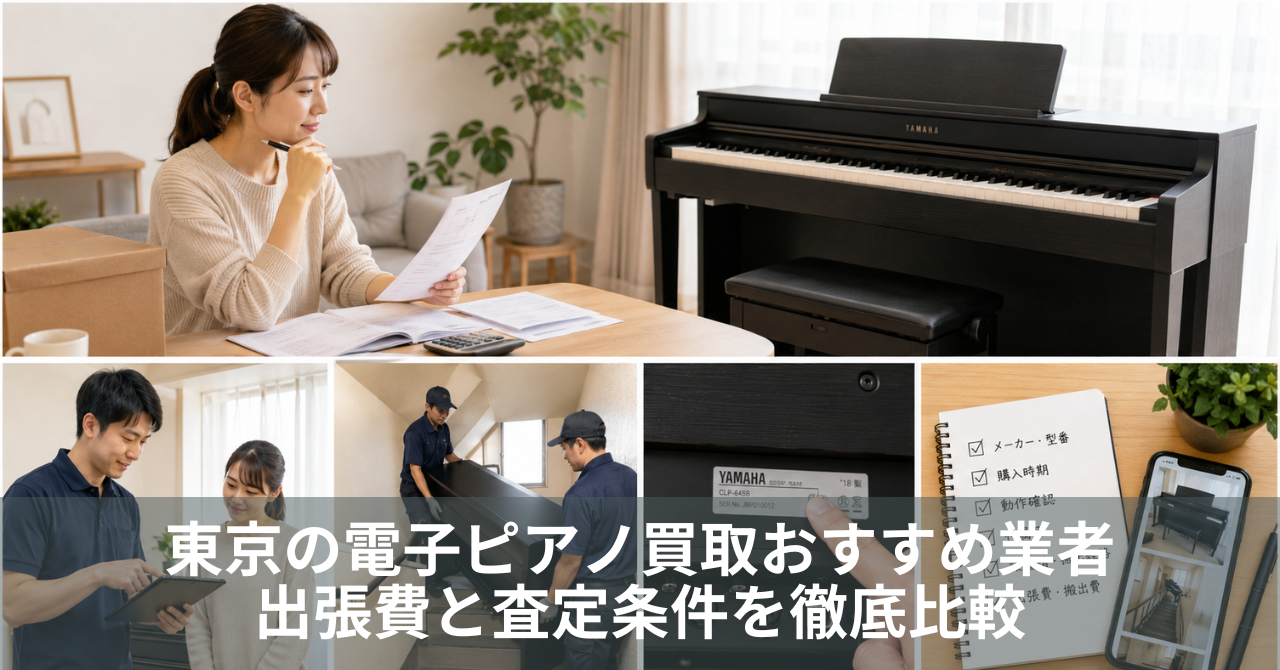 東京で電子ピアノ買取を検討し査定条件や搬出費を比較する様子